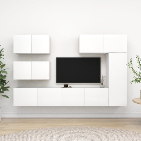 Ensemble de meubles TV 6 pcs Blanc Bois d'ingénierie 