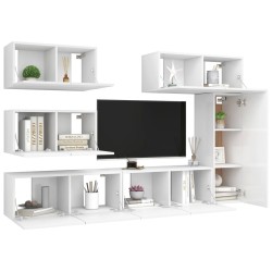 Ensemble de meubles TV 6 pcs Blanc Bois d'ingénierie 