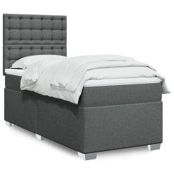 Sommier à lattes de lit avec matelas Gris foncé 80x200 cm Tissu 