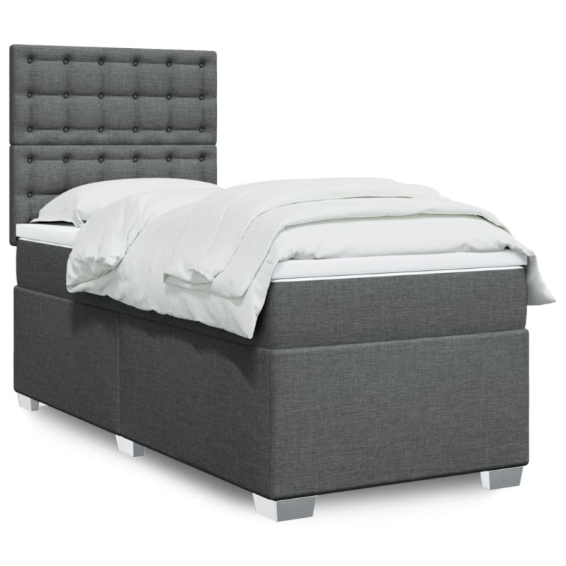 Sommier à lattes de lit avec matelas Gris foncé 80x200 cm Tissu 