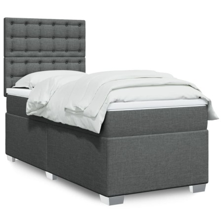 Sommier à lattes de lit avec matelas Gris foncé 80x200 cm Tissu 