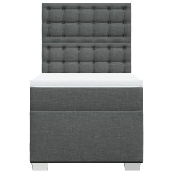 Sommier à lattes de lit avec matelas Gris foncé 80x200 cm Tissu 