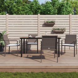 Ensemble à manger de jardin 5 pcs coussins résine tressée acier 