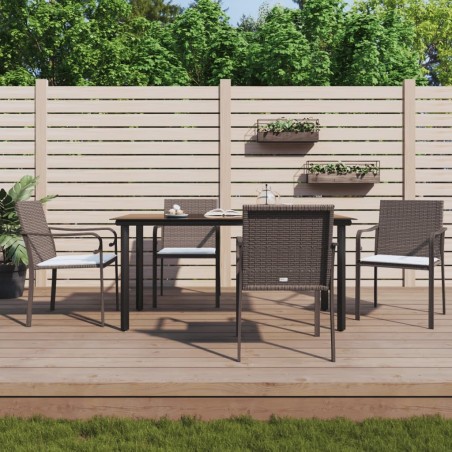 Ensemble à manger de jardin 5 pcs coussins résine tressée acier 
