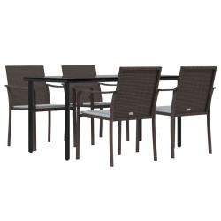 Ensemble à manger de jardin 5 pcs coussins résine tressée acier 