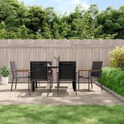 Chaises de jardin lot de 6 noir 55x61,5x90cm textilène et acier 
