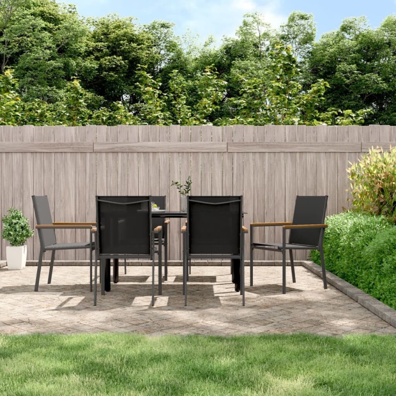 Chaises de jardin lot de 6 noir 55x61,5x90cm textilène et acier 