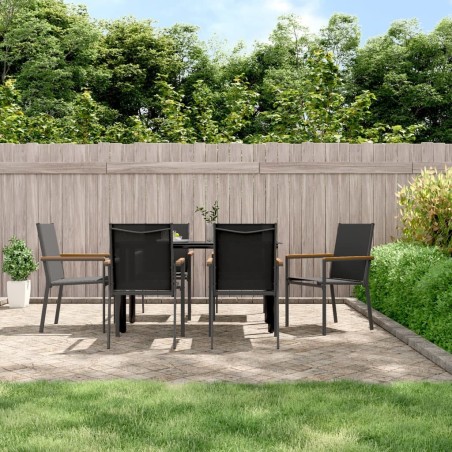Chaises de jardin lot de 6 noir 55x61,5x90cm textilène et acier 