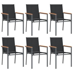 Chaises de jardin lot de 6 noir 55x61,5x90cm textilène et acier 