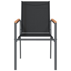 Chaises de jardin lot de 6 noir 55x61,5x90cm textilène et acier 