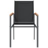 Chaises de jardin lot de 6 noir 55x61,5x90cm textilène et acier 