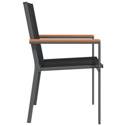 Chaises de jardin lot de 6 noir 55x61,5x90cm textilène et acier 