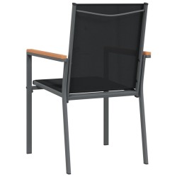 Chaises de jardin lot de 6 noir 55x61,5x90cm textilène et acier 