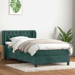 Sommier à lattes de lit et matelas vert foncé 80x220 cm velours 
