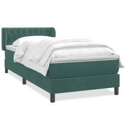 Sommier à lattes de lit et matelas vert foncé 80x220 cm velours 