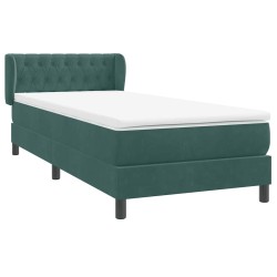 Sommier à lattes de lit et matelas vert foncé 80x220 cm velours 
