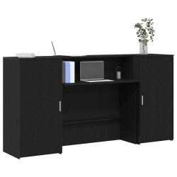 Bureau de réception chêne noir 200x50x103,5cm bois d'ingénierie 