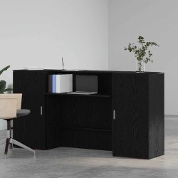 Bureau de réception chêne noir 200x50x103,5cm bois d'ingénierie 