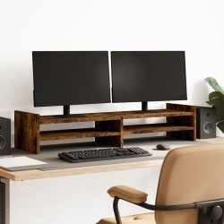 Support de moniteur chêne fumé 100x27x20 cm bois d'ingénierie 