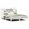 Lit bibliothèque sans matelas blanc 180x200 cm bois pin massif 