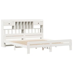 Lit bibliothèque sans matelas blanc 180x200 cm bois pin massif 