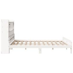 Lit bibliothèque sans matelas blanc 180x200 cm bois pin massif 