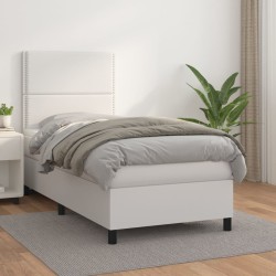 Sommier à lattes de lit avec matelas Blanc 90x190 cm Similicuir 