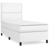 Sommier à lattes de lit avec matelas Blanc 90x190 cm Similicuir 