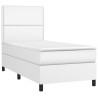 Sommier à lattes de lit avec matelas Blanc 90x190 cm Similicuir 