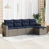 Salon de jardin 5 pcs avec coussins gris résine tressée 