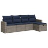 Salon de jardin 5 pcs avec coussins gris résine tressée 