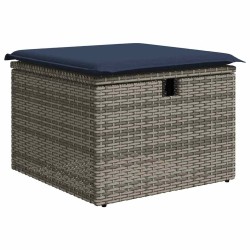 Salon de jardin 5 pcs avec coussins gris résine tressée 