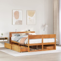 Cadre de lit sans matelas cire marron 120x200cm bois pin massif 