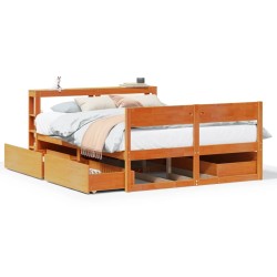 Cadre de lit sans matelas cire marron 120x200cm bois pin massif 