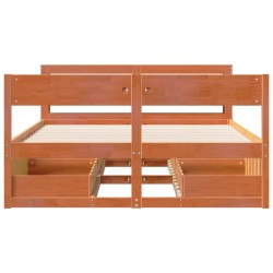 Cadre de lit sans matelas cire marron 120x200cm bois pin massif 