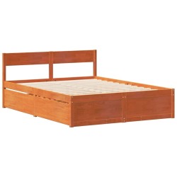 Cadre de lit sans matelas cire marron 120x200cm bois pin massif 
