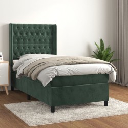 Sommier à lattes de lit et matelas Vert foncé 80x200 cm Velours 