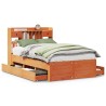 Lit bibliothèque sans matelas cire marron 120x200 cm pin massif 