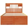 Lit bibliothèque sans matelas cire marron 120x200 cm pin massif 
