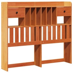 Lit bibliothèque sans matelas cire marron 120x200 cm pin massif 