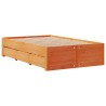 Lit bibliothèque sans matelas cire marron 120x200 cm pin massif 