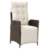 Ensemble à manger de jardin 3 pcs et coussins marron poly rotin 