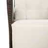 Ensemble à manger de jardin 3 pcs et coussins marron poly rotin 