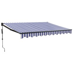 Auvent rétractable automatique bleu et blanc 3x2,5 m 