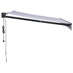 Auvent rétractable automatique bleu et blanc 3x2,5 m 
