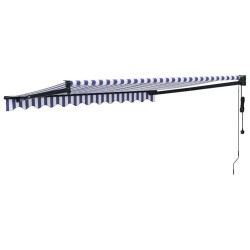 Auvent rétractable automatique bleu et blanc 3x2,5 m 
