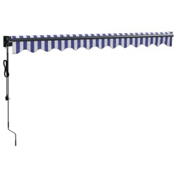 Auvent rétractable automatique bleu et blanc 3x2,5 m 