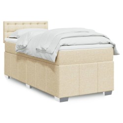 Sommier à lattes de lit et matelas Crème 90x190 cm Tissu 