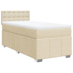 Sommier à lattes de lit et matelas Crème 90x190 cm Tissu 