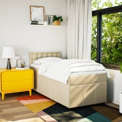 Sommier à lattes de lit et matelas Crème 90x190 cm Tissu 